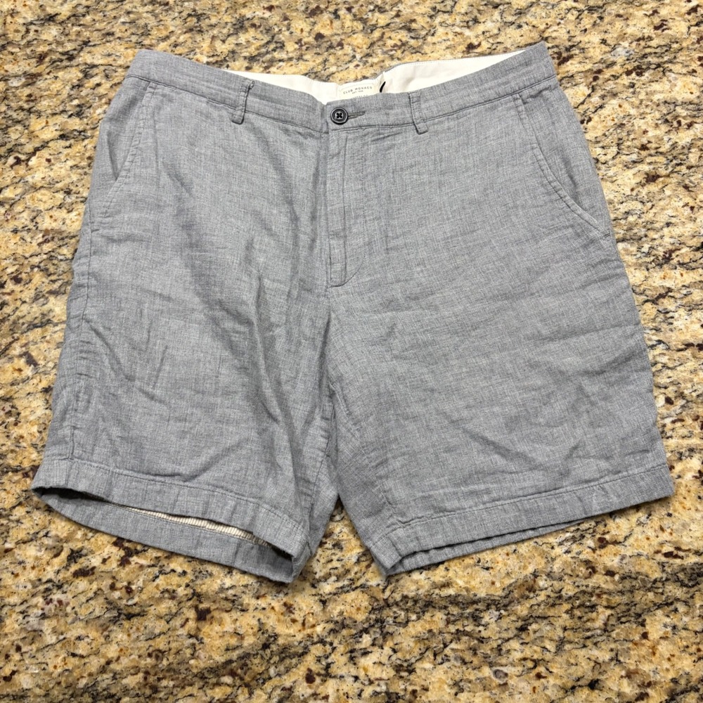 Club Monaco Maddox Fit Grey Chino Shorts Mens 33 Heathered Summer Casual ws